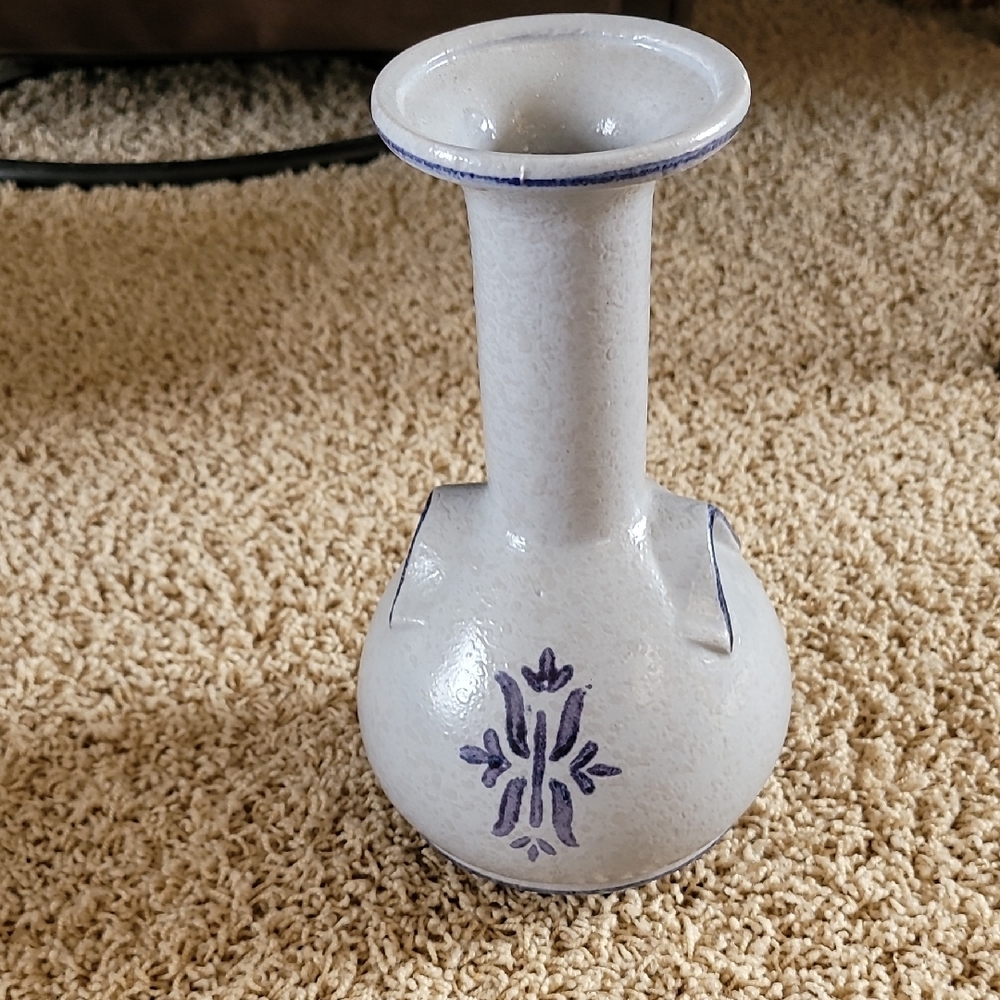 Blue and White Botanical Accent Vase